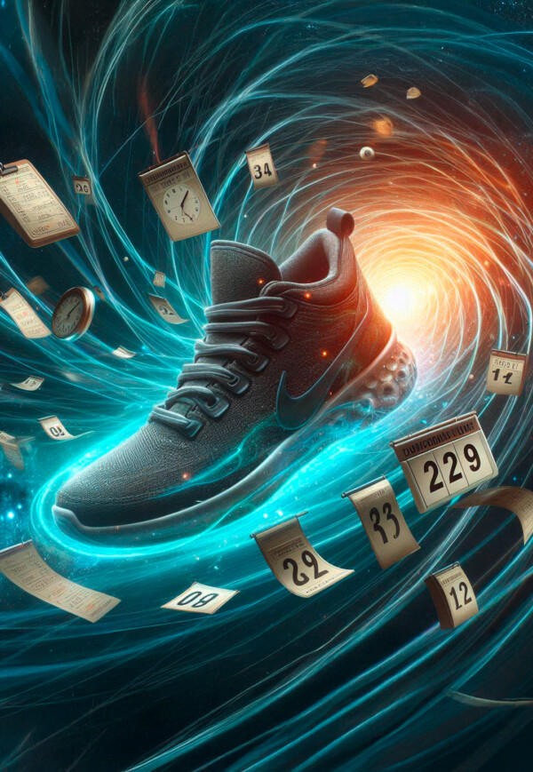 Une sneaker qui voyage dans le temps (vue d'artiste)